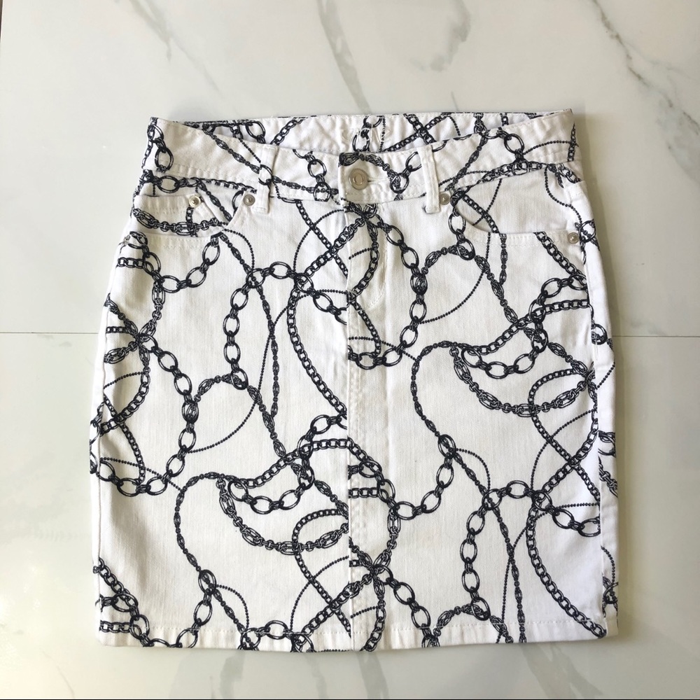 CACHE White Jean Skirt